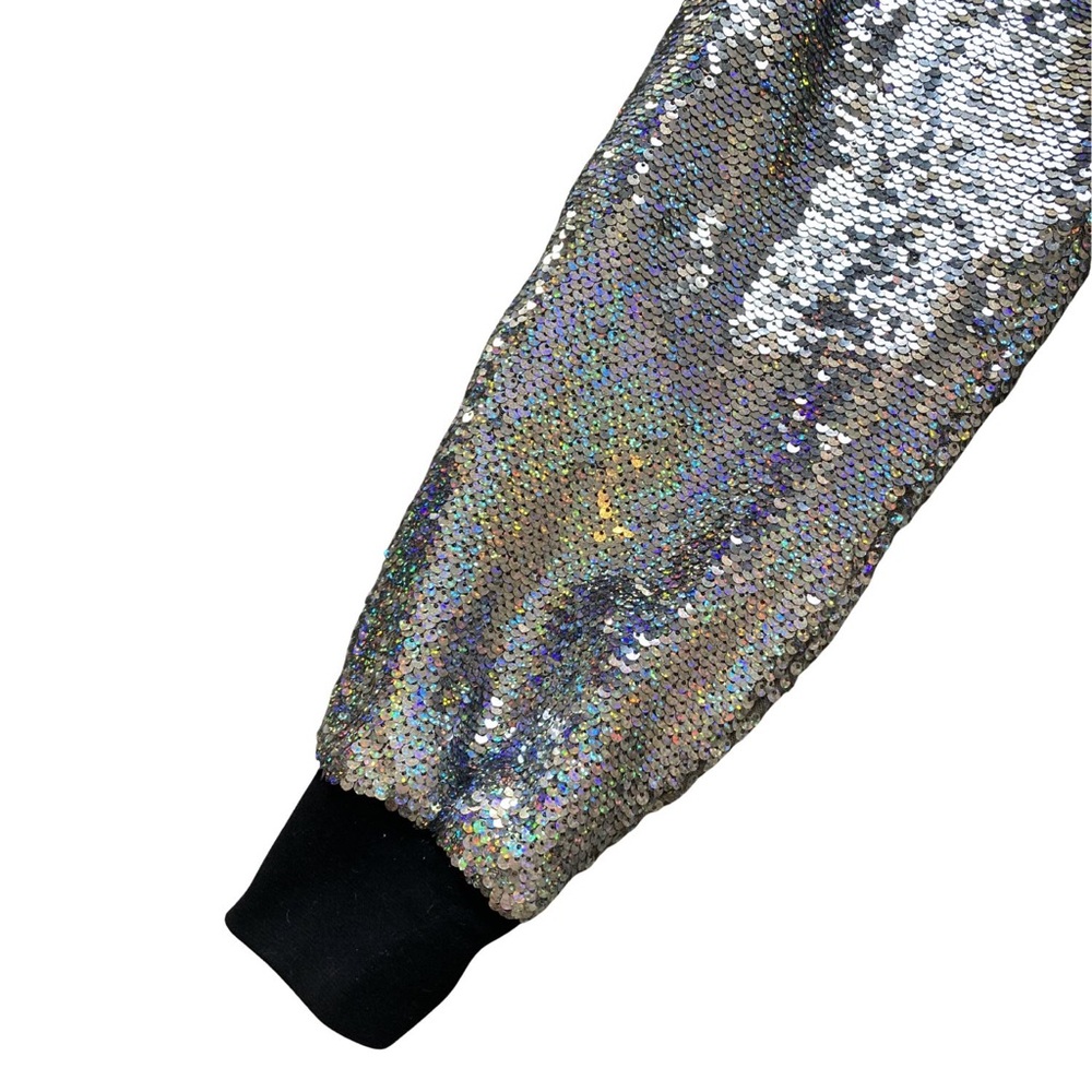 Women Sequin Holographic Sweatpant Size XS Rainbow Silver Jogger Pant Festival - Picture 3 of 15